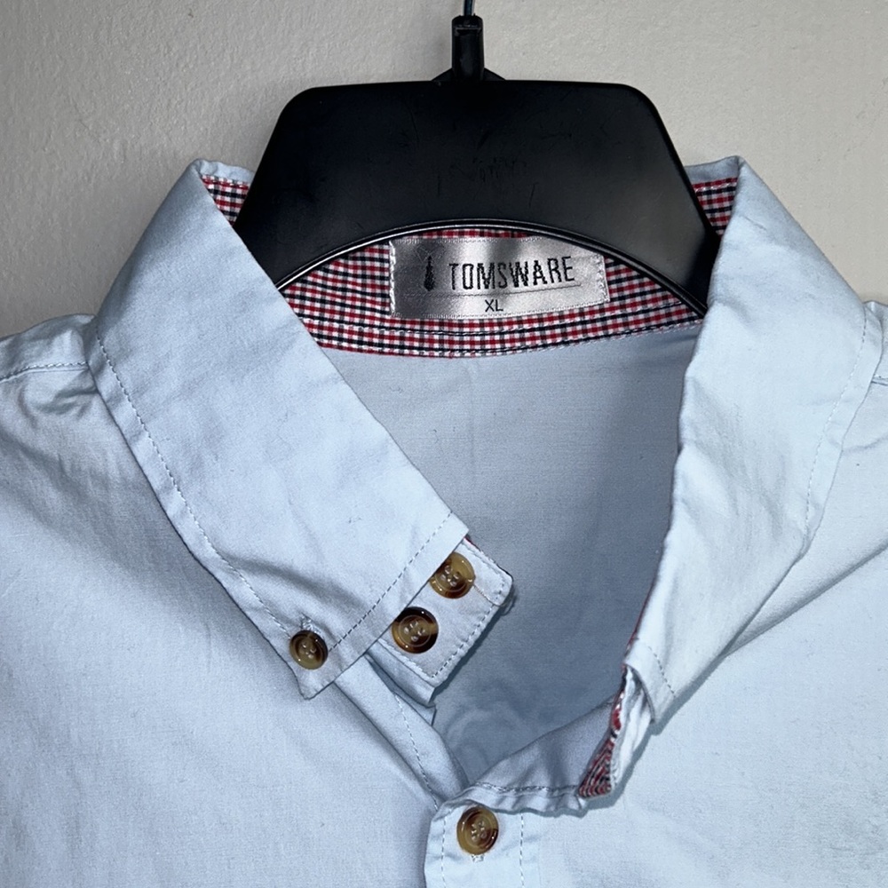 🌻 Tomsware Light Blue Casual Button Down Men’s Shirt Size XL - Picture 3 of 8